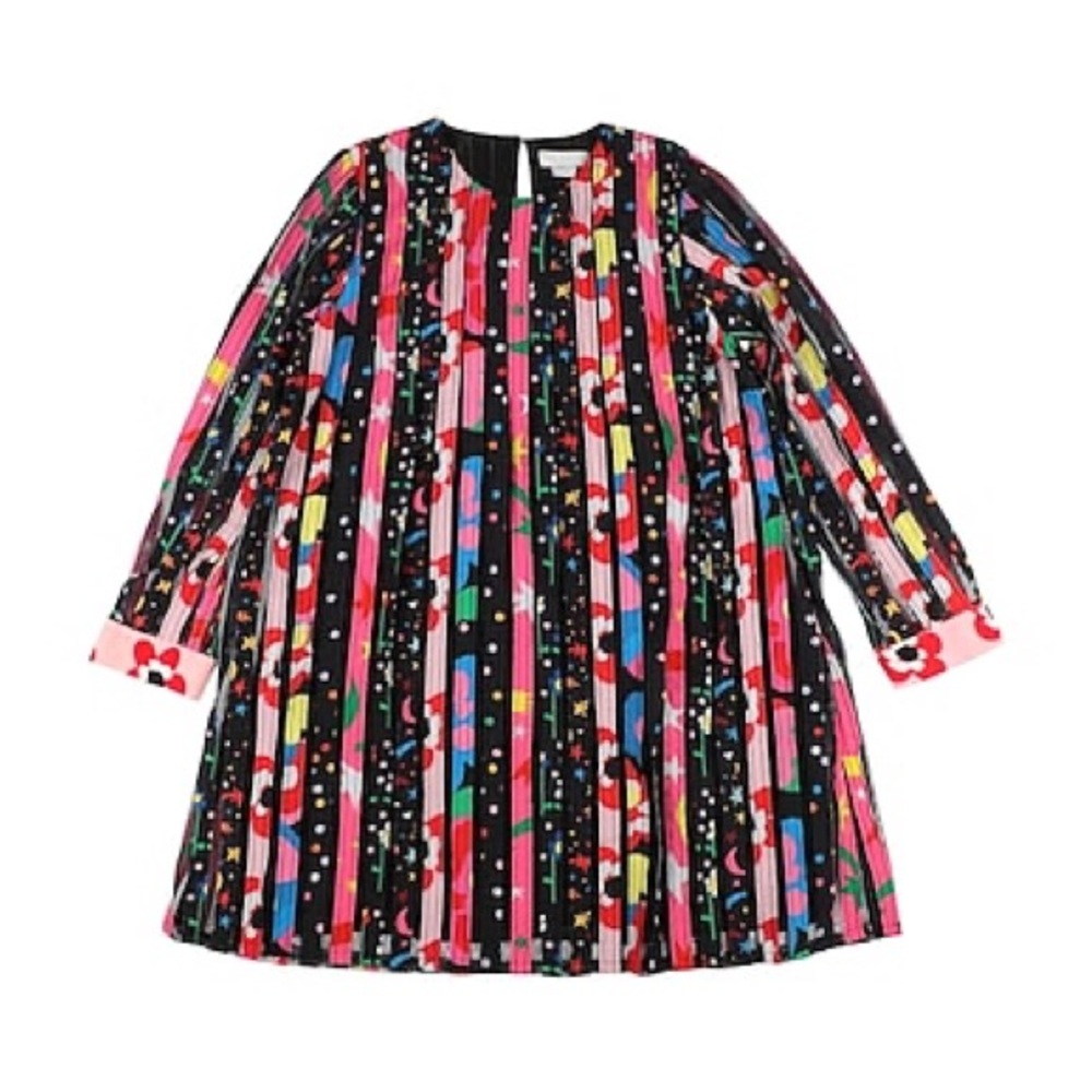 Stella McCartney Kids Black Multicolor Striped Floral Dress